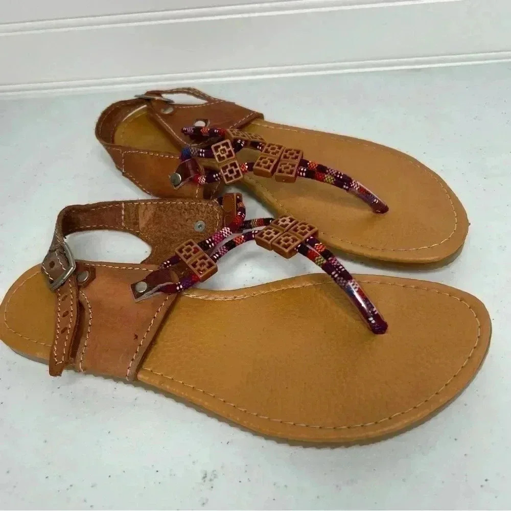 Bonita Artisan Made Leather‎ Colors Thong Sandals Sz 6.5